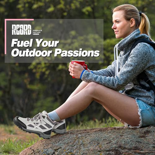 R CORD Womens Hiking Boots Waterproof Mid-Cut Hiking Boots Womens Non-Slip Hiking shoes Outdoor Trekking Camping Trail Out...