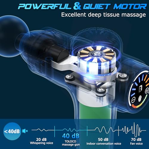 TOLOCO Massage Gun, Upgrade Deep Tissue Back Massager with 10 Replacement Heads, Percussion Massage Guns for Athletes for ...