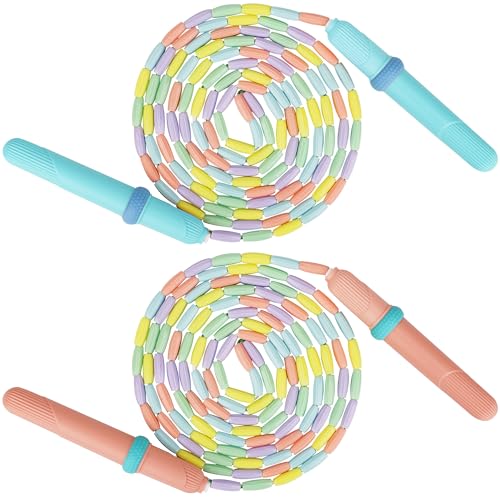 Coolrunner 9 FT Upgraded Kids Jump Rope, 2PC Soft Beaded Skipping Rope with Soft Anti-slip Handles, Adjustable Jumping Rop...