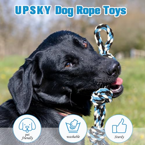 UPSKY Dog Rope Toys 2 Nearly Indestructible Pet Toys for Medium to Large Breed, Dental Cleaning Chew Toys, Dogs Tug Toy fo...