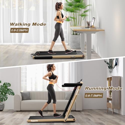 Goplus 2 in 1 Folding Treadmill, 2.25HP Superfit Under Desk Electric Treadmill, Installation-Free with Remote Control, APP...