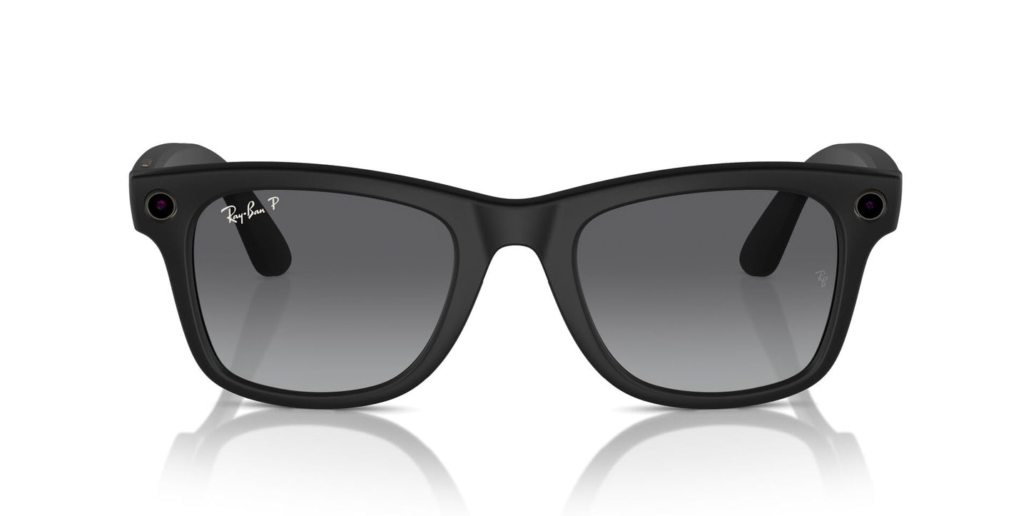 Meta Wayfarer Square Sunglasses, Matte Black/Polarized Gradient Graphite, Large