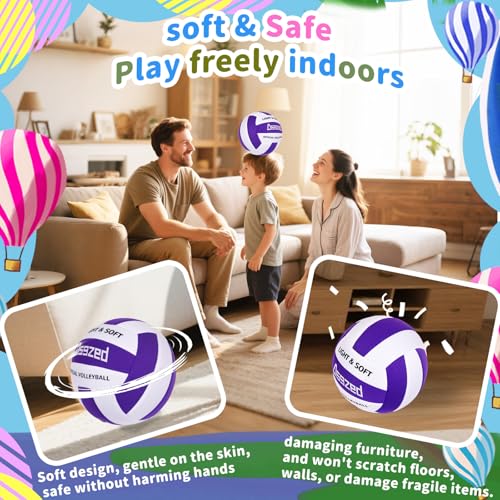 Asgzed Soft Volleyball for Indoor Practice-Super Soft & Silent Fabric Indoor Volleyball Lightweight for Kids Youth Beginne...