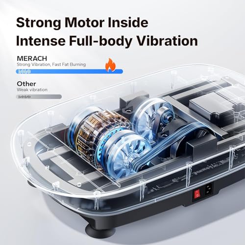 MERACH Vibration Plate Exercise Machine, Curved Vibration Plate for Lymphatic Drainage Weight Loss, Vibrating Plate with R...