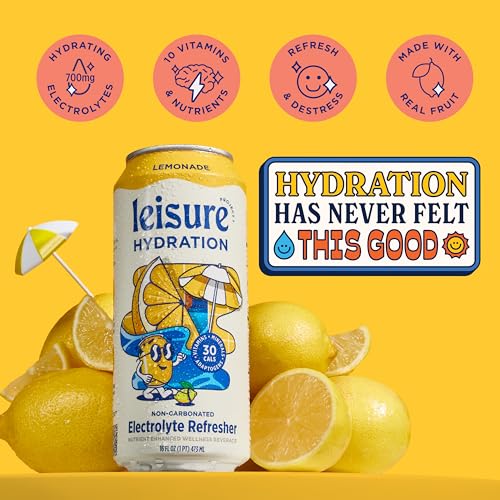 Leisure Hydration Non-Carbonated Electrolyte Refresher, Lemonade Flavor - Low Sugar Nutrient Enhanced Water Beverage - Get...