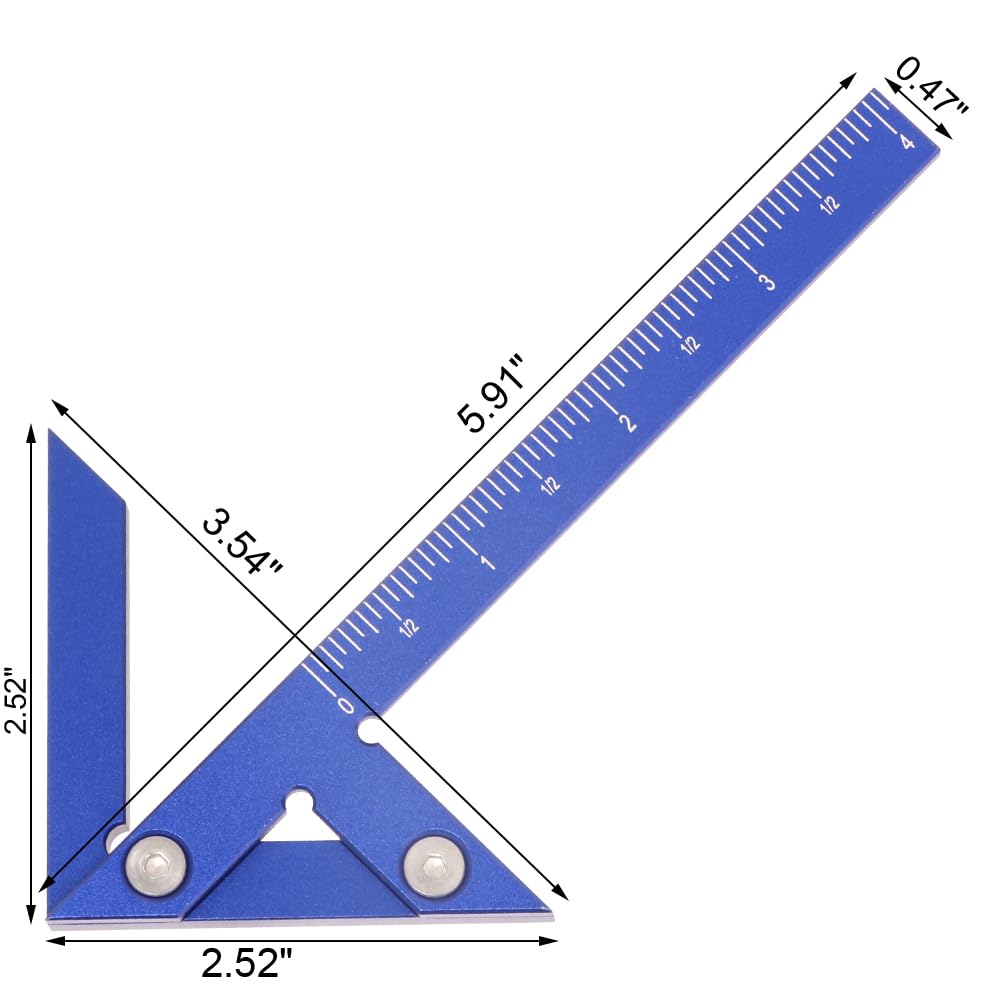 Aluminum Imperial Circle Center Positioning, 45/90 Degree Positioning Ruler, Right Angle Positioning, Centerline Positioning, Multi-Function Arrow Ruler, High-Precision Measuring Ruler,044BL