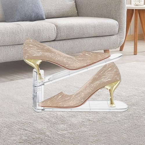 FENRUNXU Transparent Shoe Slots Organizer for Closet, 20 Pack Shoe Stacker Organizer for Closet Shoe Display Space Saver,A...