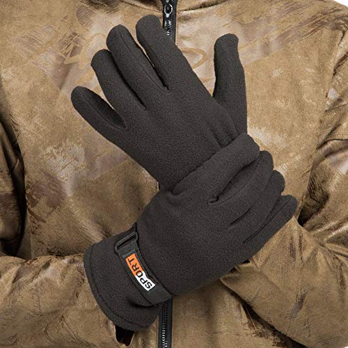 Men's Fleece Lined Adjustable Soft & Warm Thick Winter Gloves