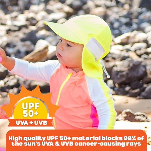 SwimZip Sun Hat with Neck Flap | UPF 50+ Protection for Baby, Toddler, and Kids