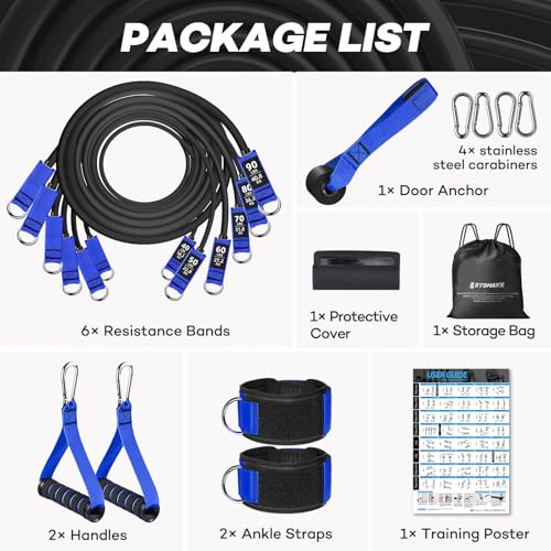 Resistance Bands, 390 LBS Heavy Duty Exercise Bands for Working Out, Workout Bands with Handles, Stretch Band for Men, Fit...