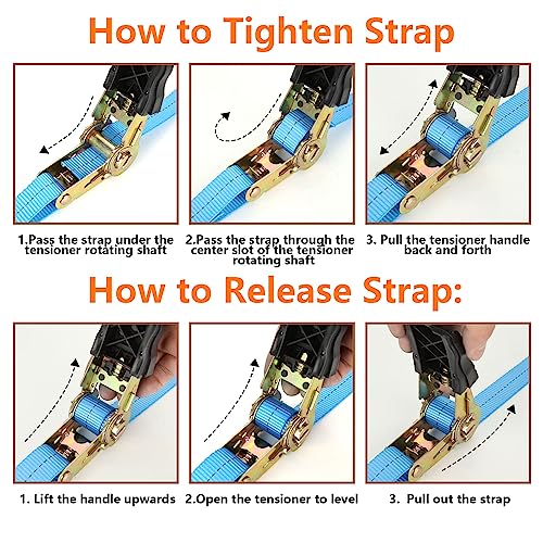 LISHINE 6 Pcs 1 Inch Heavy Duty 20ft Tie Down Straps with Hooks, 2200 LBS Break Strength, Cargo Ratchet Straps for Motorcy...