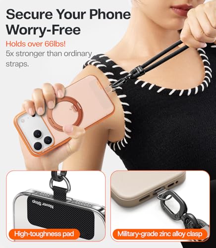 TORRAS Phone Lanyard Crossbody with 2 Phone Tabs, Adjustable Anti Theft Phone Strap for All Phones, Premium Metal Buckles,...