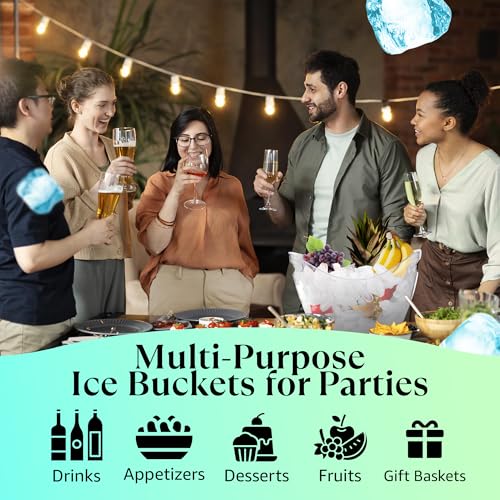 Large Ice Bucket for Parties, 8L Drink Bin, Clear Champagne Bucket, Mimosa Bar Supplies, Wine Bucket Chiller for Parties, ...