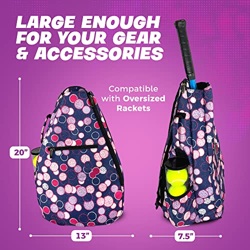 Womens Tennis Backpack - Taboo Fashions Ladies Tennis Bag Holds Two Racquets, Padded Straps and Side Carry Handle