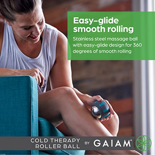 Gaiam Restore Rolling Massager (Cold Therapy), Ergonomic 360° Easy-Glide Muscle Roller for Full Body Relief, Travel-Friend...