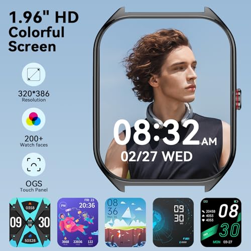 AI Smart Watch for Men Women with ChatGPT, 1000mAh Fitness Tracker 60-Day Standby Time, 1.96" HD SmartWatch with 200+ Spor...
