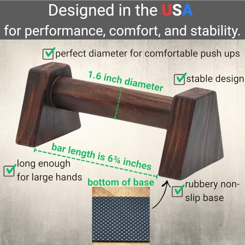 NUPARA FITNESS Wooden Push Up Bars - Calisthenics Equipment for Core and Upper Body Strength Training and Exercise | Push ...