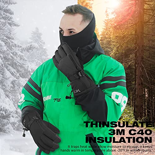 MCTi Waterproof Mens Ski Gloves Winter Warm 3M Thinsulate Snowboard Snowmobile Cold Weather Gloves