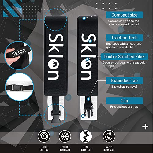 Sklon Ski Strap Fasteners - Rubber 2 Pack Carrier - Securely Transport Your Skis - Ski Accessories Great for Carrying Ski ...