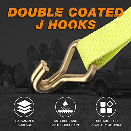 Ratchet Tie Down Strap - 4 Pack 2" x 27' Heavy Duty Ratchet Straps with Aluminum Handle, Cargo Straps for Moving Appliance...