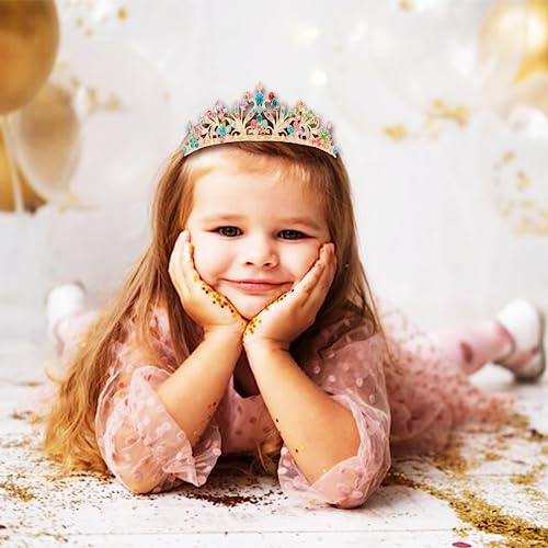 Vovii Tiaras for Girls Princess Crown Headband Birthday Queen Colorful Rhinestone Shiny Multicolor Tiara for Women Princes...
