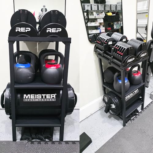 OGODU Commercial Heavy Duty Adjustable Dumbbell Stand & Kettlebell Stand, Adjustable Dumbbell Weight Rack, Kettlebell Stor...