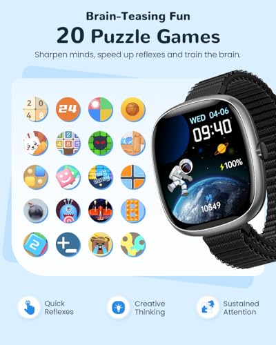 Smart Watch for Kids Girls Gift: No APP No Phone Needed Watch with Heart Rate Sleep Monitor Pedometer, Music Player, Alarm...