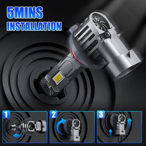 rimthin 9005 9006 Bulbs Combo, 800% Brighter High Low Beam Bulbs, Real 1:1 Mini Size with Cooling Fan, Pack of 4
