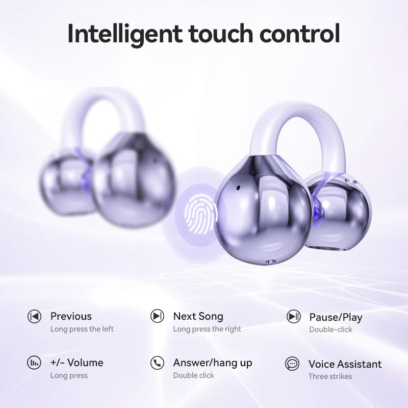 EXECCZO Ear Clip Earbuds Mini Open Ear Headphones Bone Conduction Earphones， True Wireless Bluetooth Headphones for Sport ...