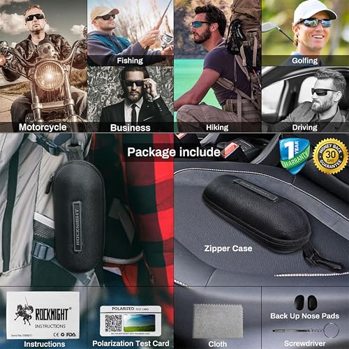ROCKNIGHT Driving HD Polarized UV400 Protection Ultra light Al-Mg Golf Fishing Outdoor Sunglasses