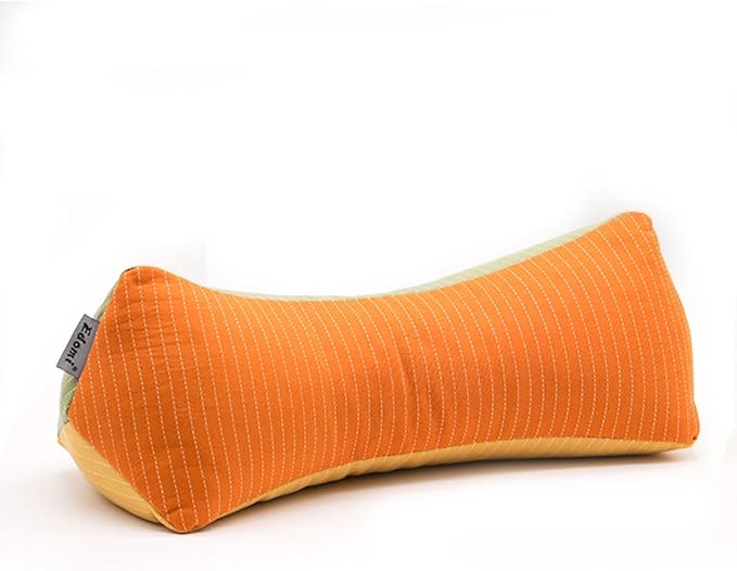 Buckwheat Pillow for Sleeping, Adjustable Firm Support Neck Roll Pillow, Cervical Pillow for Back Sleepers, Cylinder Buckwheat Hull Pillow, Patchwork Orange Yellow Green Pillowcase,16x5
