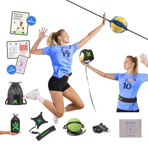 MOTOMY™ Volleyball Training Equipment Aid ‘VolleyPal’ – Solo Rebounder Trainer for Serve, Spike, Set & Pass; Indoor and Ou...