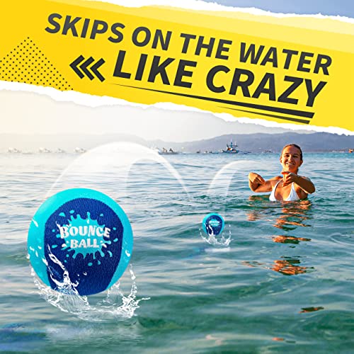 Bambilo Water Skipping Ball | 2-Pack Bounce Balls | Water Bouncing Beach Balls & Grip Ball | Pool Toys for Kids Age 5-8-12...