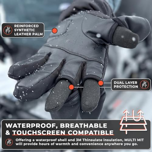 MULTI MIT- Winter Gloves Men Women with Touchscreen Fingers + 3M Thinsulate + Insulated Thermal Glove + Cold Weather