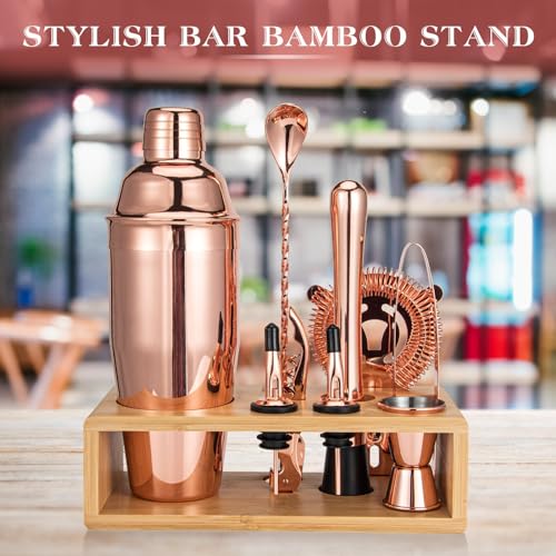 Cocktail Shaker Set, Mixology Bartender Kit 10-Piece Bar Tools Set with Stylish Bamboo Stand, Bar kit: Martini Shaker Mudd...