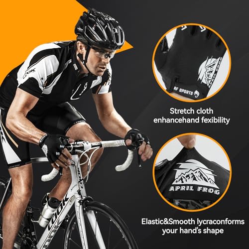 Aprilfrog Bike Cycling Sports Gloves: Half Finger Bicycle Gloves for Men Women with 5MM Gel Pad - Anti-Slip Exercise Worko...