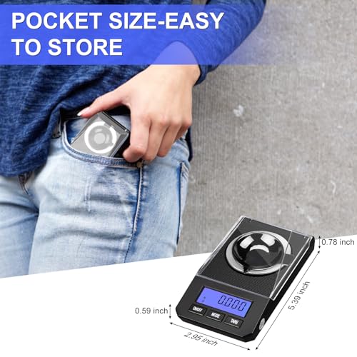 Milligram Scale 50g/0.001g High Precision Mg Scale, Portable Jewelry Scale .001 Gram Accuracy, Powder Scale, Digital Milig...
