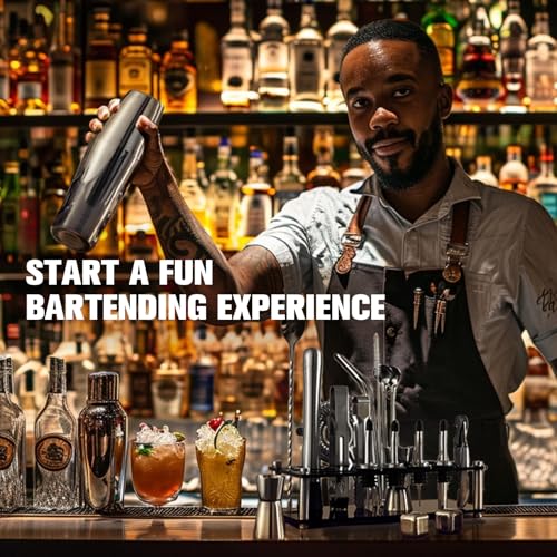 Cocktail Shaker Set, 23-Piece Boston Stainless Steel Bartender Kit with Acrylic Stand & Cocktail Recipes Booklet, Professi...
