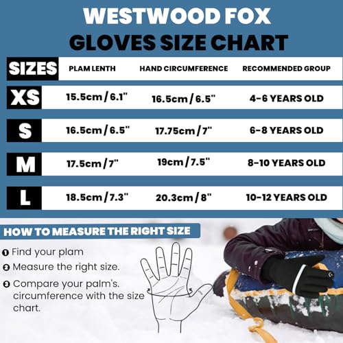 WESTWOOD FOX Kids Winter Thermal Gloves Touch Screen Anti-Slip Children Thickend Warm Windproof Cycling Gloves for Boys & ...