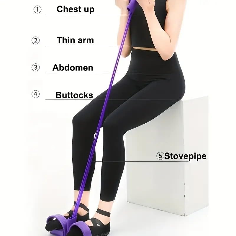 21 Fitness Resistance Bands-4 Tube Pedal Ankle Puller,Pedal Resistance Band with Handle,Resistance Bands,Strength Trainin...