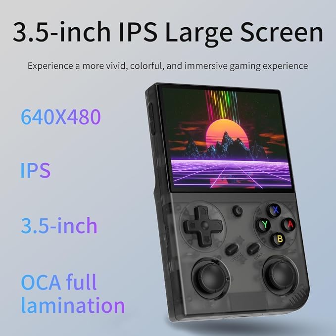 Aivuidbs G350 Retro Game Console,Linux System RK3326 G350 Handheld Game Console Built-in 64G TF Card 4371 Games,3.5-inch IPS Screen, WiFi, Bluetooth 4.2, HDMI Output, 3200mAh Battery