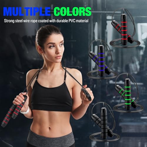 HyDren 24 Pieces Jump Ropes for Fitness with Ball Bearings Speed Jumping Bulk Adjustable Skipping Rope with Foam Handles f...