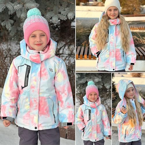 Simplee kids Girls Waterproof Snow Jacket Fleece Winter Windproof Ski Jackets for Toddler Girls Hooded Warm Coat