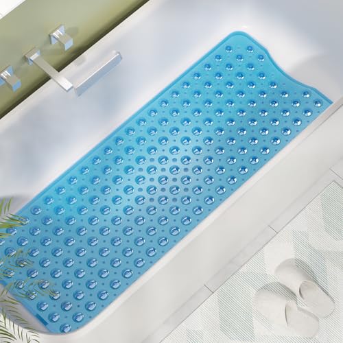 AmazerBath Shower Mat Non Slip 40 x 16 Inches, Bathtub Mat Shower Stall Mats with Suction Cups and Drain Holes, Non Slip B...