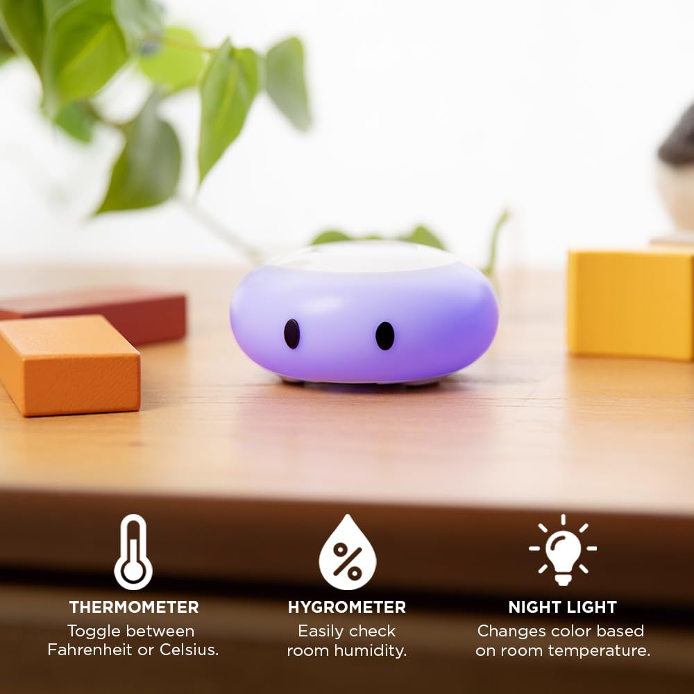 LittleHippo Kelvin Night Light, Color Changing Thermometer & Hygrometer, 1 Count, White, Model KHTH-01