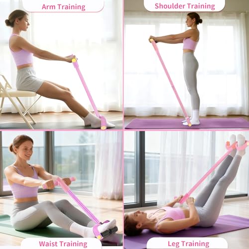 Pedal Resistance Bands with Handles, Upgrade 6-Tubes Manual Tension Training Pedal, Natural Rubber Foot Pedal Resistance B...