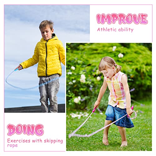 Aoriher Jump Rope for Kids Nylon Adjustable Weighted Braided Fitness Skipping Stripe Ropes with Plastic Handles 8.2 Feet f...
