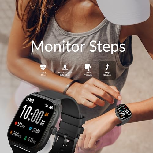 Supersonic SC-181SW 2-inch Touch Screen Smartwatch with Heart Rate Monitor, Blood Pressure, Oxygen Levels, Calories, Step...
