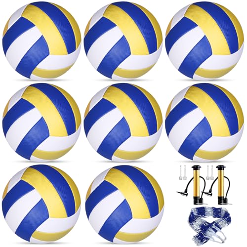 WIFOCU 8 Pack Official Size 5 Volleyballs, Premium Microfiber Composite Leather for Soft Touch, Indoor Outdoor Volleyballs...