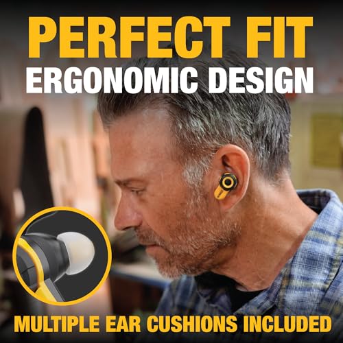 DEWALT Heavy Duty Bluetooth Jobsite Pro X2 ANC True Wireless Earbuds, Active Noise Cancelling Work Earbuds, Turn Dial Cont...